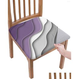 Chair Covers Ers Purple Grey Gradient Modern Geometric Abstract Elastic Seat Er For Slipers Home Protector Stretch Drop Delivery Garde Dhxfz