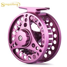 Reels Sougayilang Pink Fly Fishing Wheel 5/6WT Fly Fishing Reel Top Aluminum Fly Reel CNC Machine Aluminum Frame