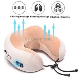 Massaging Neck Pillowws Car Neck Pillow Electric Massage U Shaped Memory Foam Massage Pillow Soft Space Travel Pillow Neck Cervical Massage Instrument 240323