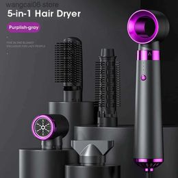 Electric Hair Dryer New 5 In 1 Electric Hair Dryer Hot Air Brush Multifunctional Hair Straightener Negative Ion Curler Blow Dryer Styling Set T240323