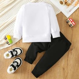 Clothing Sets Toddler Boys 2PCS Pants Long Sleeve Letter Print Tops And Black