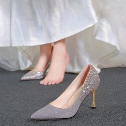 Dress Shoes Novel2024 Crystal Women High Heels Wedding Bridal Winter Bridesmaid Usually Wear