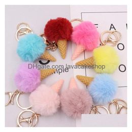 Party Favour Colorf Ice Cream Keys Holder P Key Chain Ball Pendant Keychains Baby Ring Decoration T2C5186 Drop Delivery Home Garden Fes Dhbjs