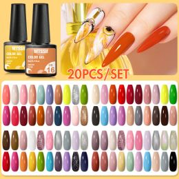 Kits Nail Polish Set 20/27pcs Set Gel Polish Semi Permanent Bright Color Gel Soak Off Uv Gel With Base Matte Top Coat Manicure Set