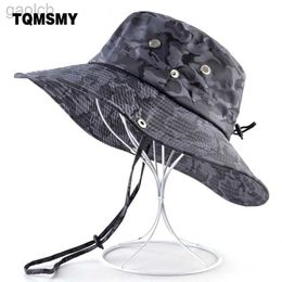 Wide Brim Hats Bucket Hats Mens Summer Bucket Hat Breathable Wide Brim Sun Hat Outdoor Hiking Solid Colour Fishing Hat UV Resistant Bob Hat 24323