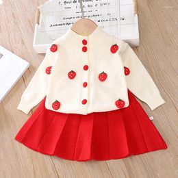 Clothing Sets DIIMUU Girls Whiter Long Sleeve T-shirt Skirt 2Pcs For Kids Girl Baby Outfits Sweater Suits