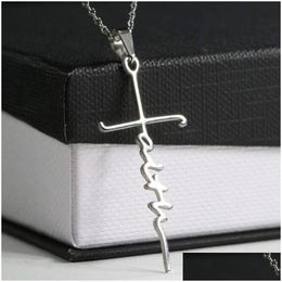 Pendant Necklaces Faith Necklace For Women Stainless Steel 18 Inches Drop Delivery Jewelry Pendants Dhjjw