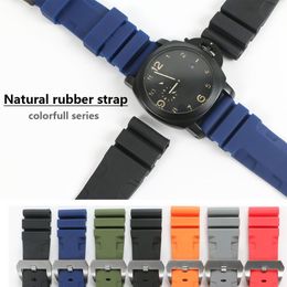 26mm 24mm Colorful Waterproof Rubber Silicone Watch Band Strap Pin Buckle Watchband Strap for Panerai Watch PAM Man PAM00616 with 338b