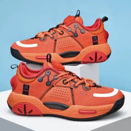 Shoes Men Basketball Shoes Sports Air Cushion Basketball Sneakers Antiskid Athletic Male Shoes Designer Orange Breathable Sneakers