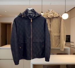 90G designer jacket men long sleeve classical luxury jackets outdoor zip up hooded windbreaker mens coat