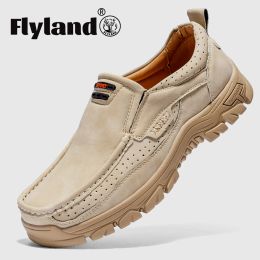 Shoes FLYLAND Classical Men's Leather Loafers Vintage Hand Stitching Oxfords Chukka Boots Ankle Boots Casual Daily Work Office Shoes