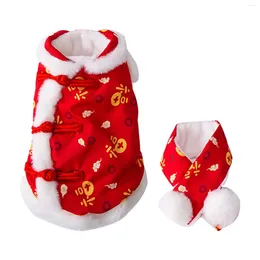 Dog Apparel Clothes With A Scarf Red Cold Weather For Pet Gifts Themed Party