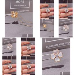 Pendant Necklaces High-Quality Fashion Jewellery Ladies Lucky Grass Sweet Shell Love Exquisite Necklace Party Banquet Accessories Drop D Dhjb7