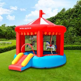 Barn små studs hus uppblåsbart hoppande slott studsare jumper moonwalk trampolin lekhuset utomhus inomhus carrousel merry-go-runda design roliga leksaker gåvor