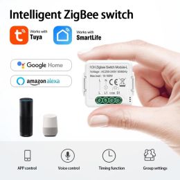 Control Tuya Smart ZigBee 3.0 Switch Module 10A Single Fire Smart Home DIY Light 1/2/3 Gang Breaker Work With Alexa Google Home