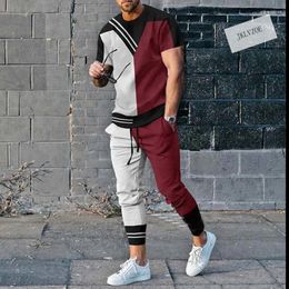 Men's Tracksuits Summer Casual Round Neck 3D T-shirt Pants Set Face Print Fashion Short Sleeve Two Piece Sets