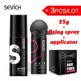 Care Sevich 25g Hair Fiber +fixing hair spray + nozzle applicator pump keratin hair building fibers powder hair loss products thicken