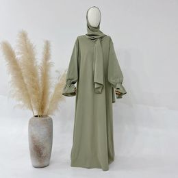 Ethnic Clothing Ramadan Abaya With Integrated Hijab Scarf Prayer Dress Jilbab Eid Plain Muslim Abayas For Women Dubai Kaftan Robe Islam