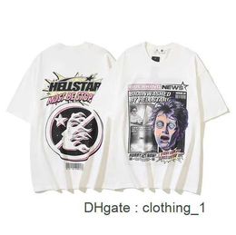 Mens T Shirts HELLSTAR Y2K Shirt Hip Hop Online Graphic Printing Oversized Round Neck Cotton Tshirt Gothic Short Sleeve Tops 3W3A MR9G