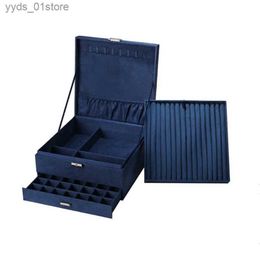 Jewellery Boxes 2022 New Colour 3 Layers Large Space Velvet Jewellery Box Hot Selling L240323