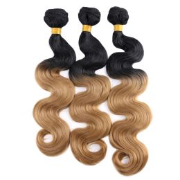 Weave Weave Ombre Body Wave Hair Bundle Golden Blonde Burgundy High Temperature Synthetic Hair Weave for Women