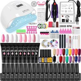 Kits Nail Set 36/54W UV LED Lamp Dryer With 18/6 Pcs Nail Gel Polish Kit Soak Off Manicure Tools Set electric Nail Drill Nail Tools