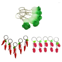 Decorative Flowers 5pcs Simulated Vegetable Pendant Keychain Chinese Cabbage Model Keyring For Car