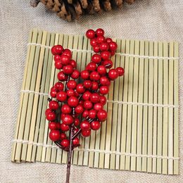 Decorative Flowers 10/5/3PCS Artificial Berry Branches Christmas Holly Stamen Plants DIY Xmas Tree Wreath Year Home Decoration