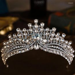 Hair Clips DIEZI Baroque Luxury Silver Color Crystal Tiara For Women Wedding Girls Party Elegant Rhinestone Crown Dress Accessories