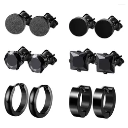 Stud Earrings 1-6 Pairs Stainless Steel CZ Hoop & Set For Men Women Unisex Cubic Zirconia Ear Piercing Jewellery Hypoallergenic