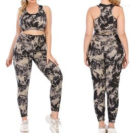 Women's Two Piece Pants Fitness Sports Suit Sets Yoga Leggings And Bra Large Size 3XL