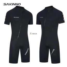 2mm Neoprene Wetsuit Short Sleeved Jumpsuit Sun Protection Warm Surfing Snorkelling Swimming Diving Suit Thickened Swimsuit 240321
