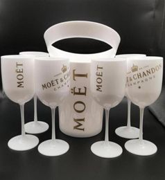 Ice Buckets And Coolers with 6Pcs white glass Moet Chandon Champagne glass Plastic302W208D253V4241767