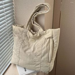 Shoulder Bags Winter Bag For Women Casual Tote Handbag Purse Cotton Padded Clutch Trend Solid Colour Large Shopper Women's