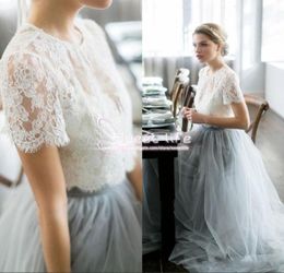 Country Cheap Two Pieces 2020 Bridesmaid Dresses for Wedding Appliques Long Tulle A Line Lace Formal Party Dress Modest Maid of Ho7049493