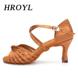 shoes HROYL Latin Dance Shoes for Woman Girls Ladies Silk Satin Ballroom Modern Tango Dancing Shoes Salsa Practise Shoes Sandals