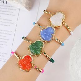 Link Bracelets Religion 9 Colour Crystal Buddha Weave DIY Lucky Rope Multicolor Bamboo Bracelet Bangle Jewel