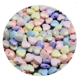 Decorative Flowers 50/100p 11mm Colorful Acrylic Beads Heart Faceted Spacer For Jewelry Making Findings Women Children DIY Children's Beaded