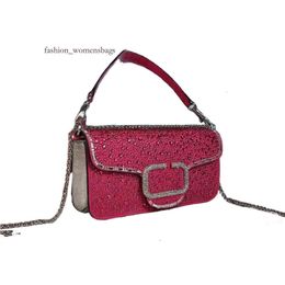 7A Women Crystal Shoulder bags designer Chain Cross Body bag Metal V Imported Cowhide Fashion Clasp Crossbody Bags