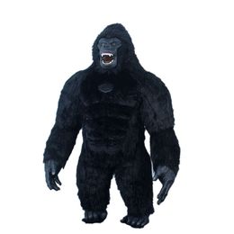 Mascot Costumes 2.2m Iatable Black Gorilla Mascot Suit Real Life Furry King Kong Blow Up Costume for Halloween Character Fancy Dress