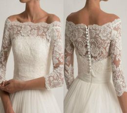 Lace Wedding Jacket For Strapless Wedding Dresses Elegant Long Sleeve Bridal Lace Jackets White Wedding Accessories Applique Ivory8206995