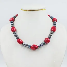 Choker Natural Pearls/corals. Handmade Classic Necklace 18 "