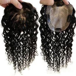 Toppers Silk Skin Base Brazilian Virgin Human Hair Topper with 4 Clips Curly Virgin Hair 2CM PU Around Silk Base Toppers