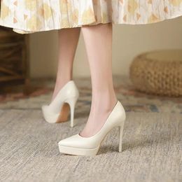 Dress Shoes Bimooth Rubber Sole Pumps Lady High Heels Shallow Footwear Pointed Toe Working Med Heel Women