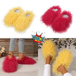 2024 NEW Imitation beach sheep hair slippers warm women home daily casual cotton slippers light GAI Size 36-49