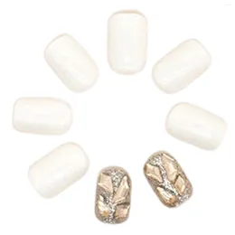 False Nails Medium Length Milky White Fake Not Hurting Hands Easy To Break Nail For Stage Performance Wear