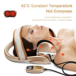 Massaging Neck Pillowws Air Compression Kneading Neck Massage Pillow Cervical Chiropractic Traction Neck Stretcher Pain Relief Massager for Neck Tractor 240323