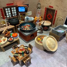 Children's Mini Kitchen, Home Cooking Toys, Real Boiled Wood, Full of Simulated Kitchenware Set