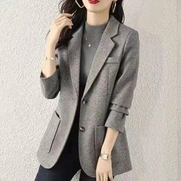 Women's Suits Grey Clothes Outerwears Blazer Woman Jacket Slim Coats For Women Fashion 2024 Arrivals Classic Suit Korean