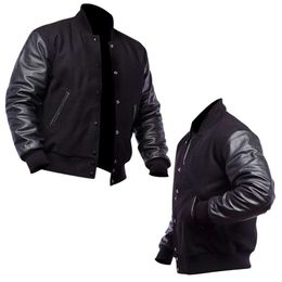 Mount Helicon Two-tone Leather Baseball Varsity Jacket for Men - Premium Quality and Unique Design